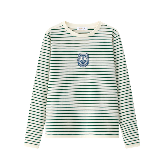 COCO BLANC GREEN STRIPE EMBLEM T-SHIRT