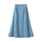 COCO BLANC BLUE DENIM STITCHED MIDI SKIRT