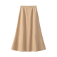 COCO BLANC TAN DENIM STITCHED MIDI SKIRT