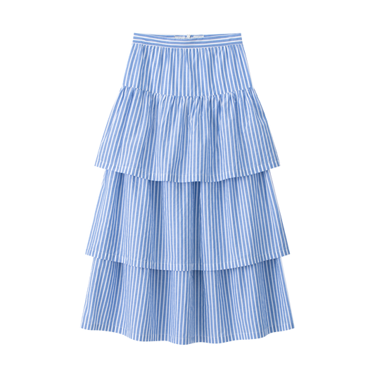 COCO BLANC BLUE STRIPE LAYERED SKIRT