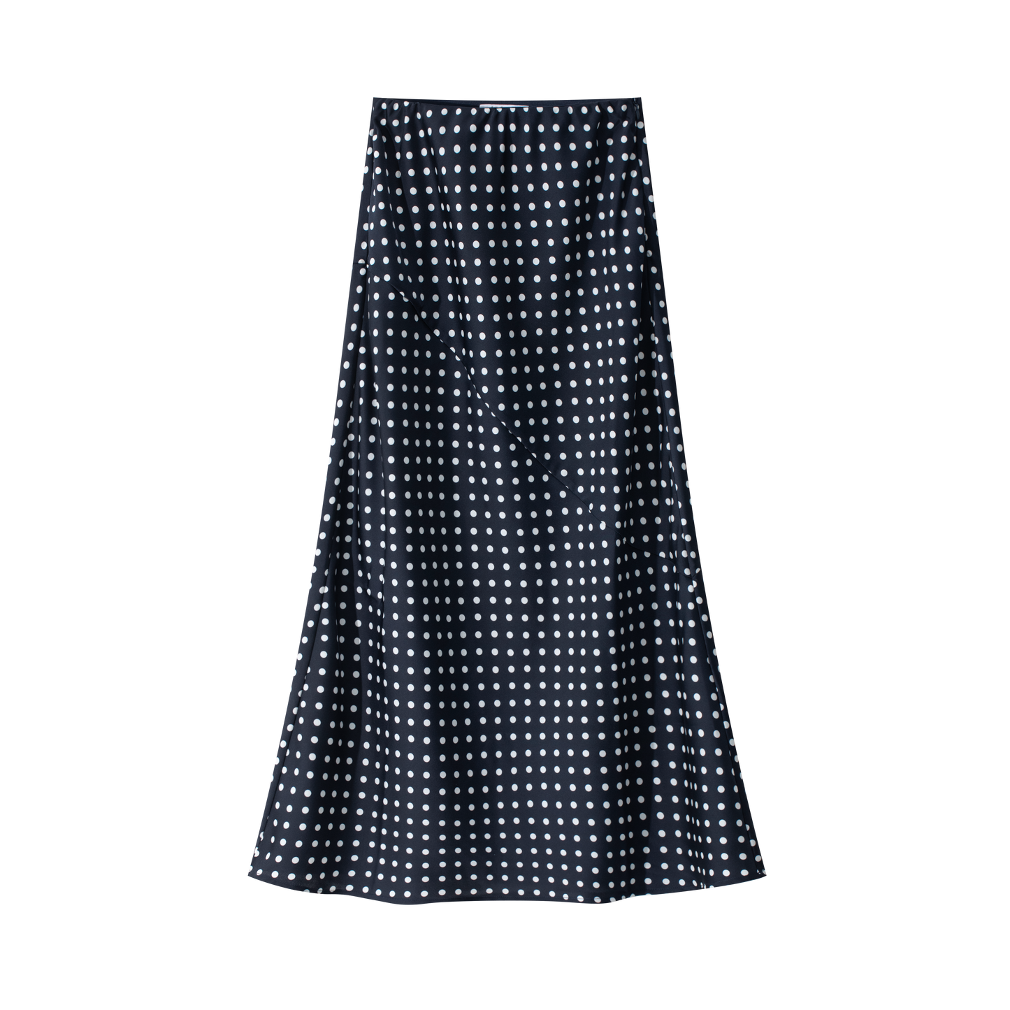 COCO BLANC NAVY DOTTED SILK MIDI SKIRT