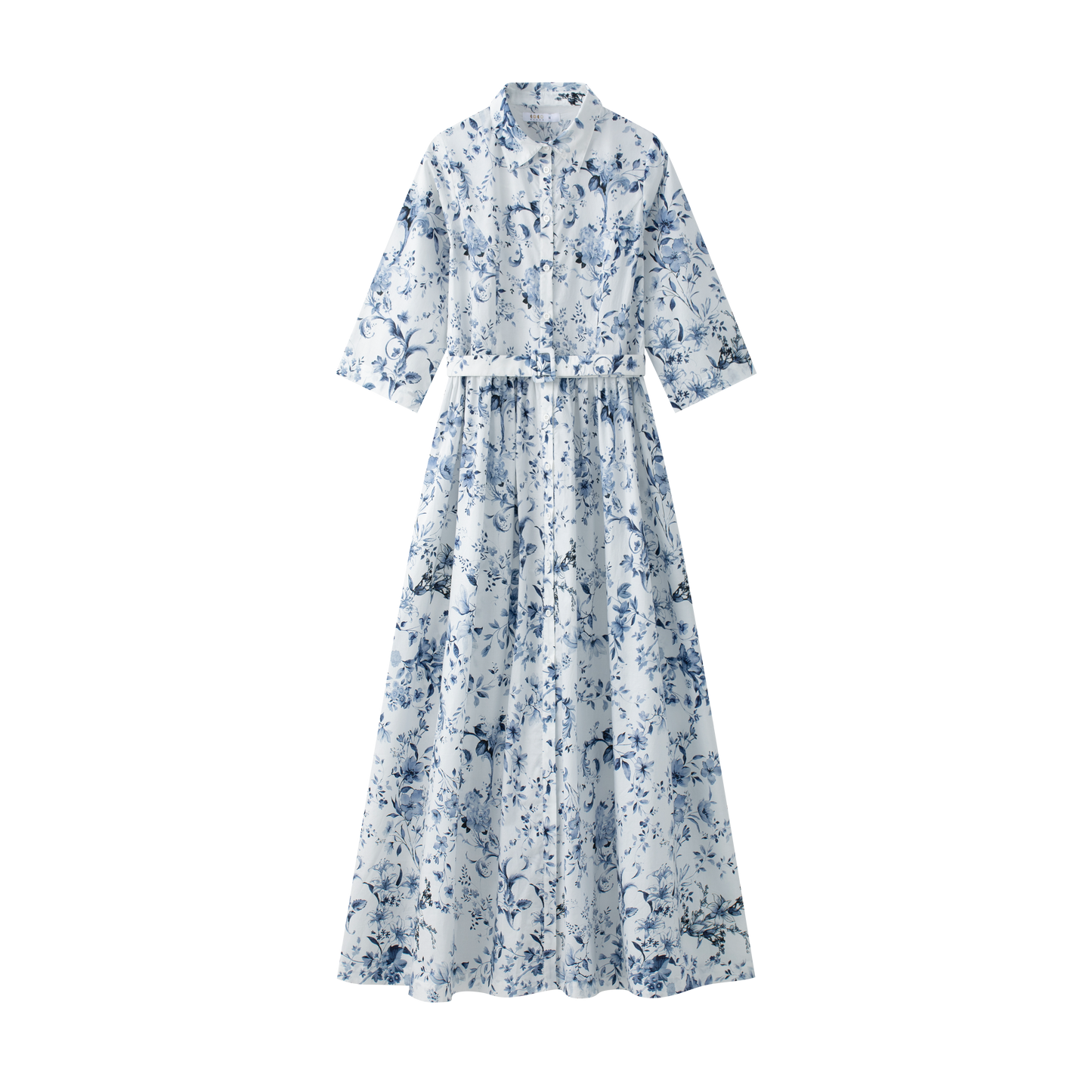 COCO BLANC WHITE/BLUE FLORAL SHIRT DRESS