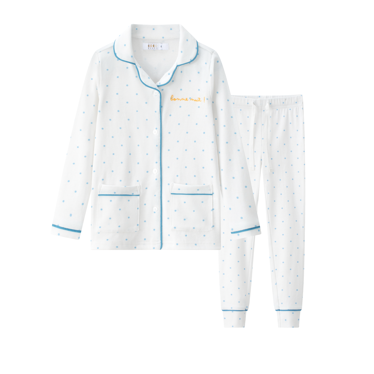 COCO BLANC WHITE/BLUE DOTTED PAJAMA SET