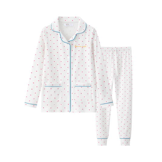 COCO BLANC WHITE/PINK DOTTED PAJAMA SET