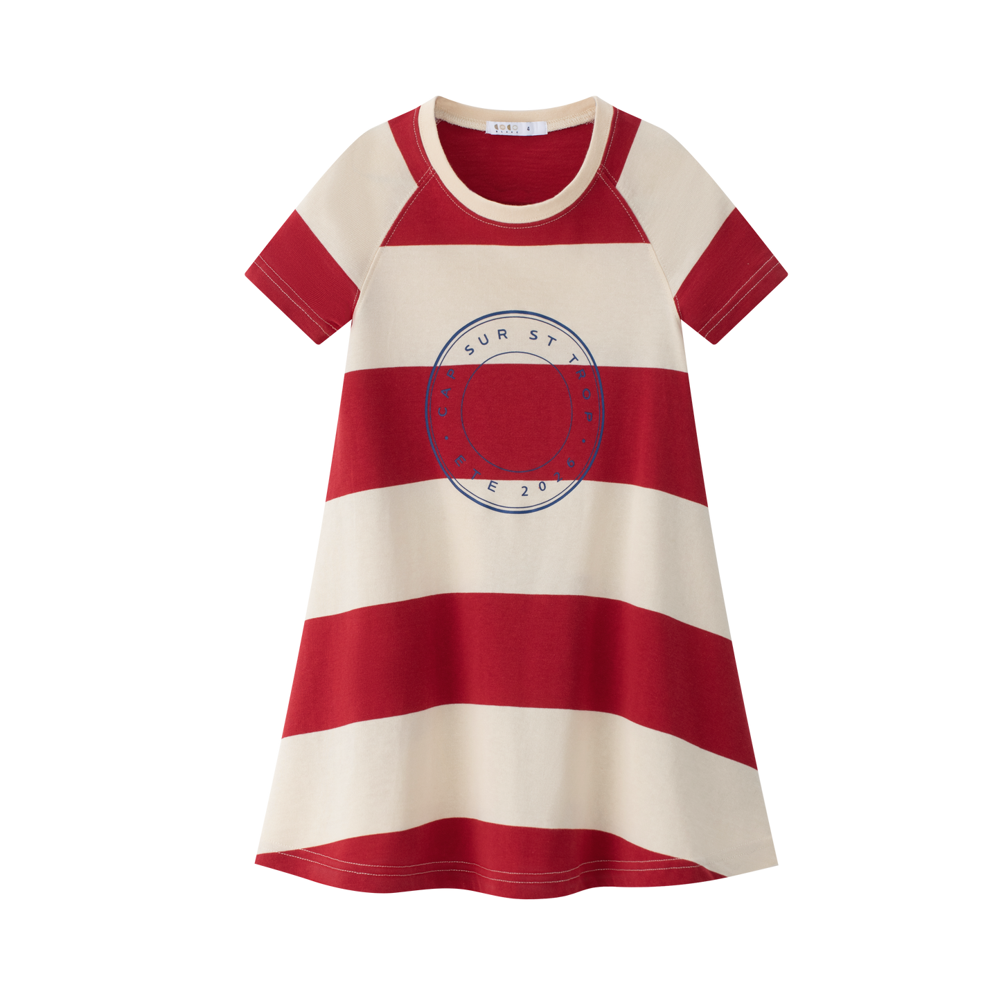 COCO BLANC RED WIDE STRIPE SS DRESS