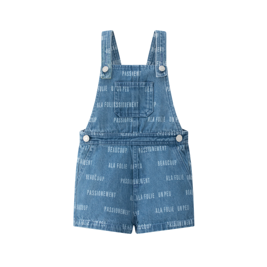 COCO BLANC BLUE DENIM WORDED ROMPER