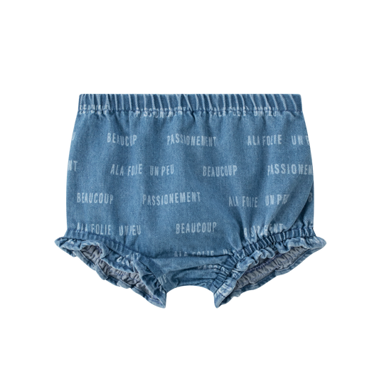 COCO BLANC BLUE DENIM WORDED BLOOMERS