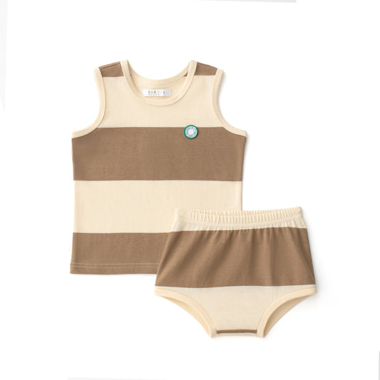 COCO BLANC BROWN WIDE STRIPE BLOOMER SET