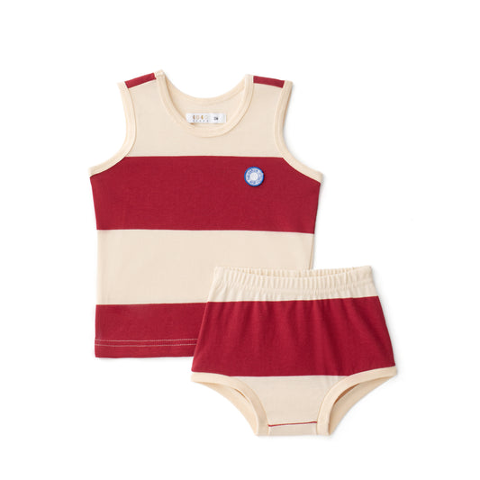 COCO BLANC RED WIDE STRIPE BLOOMER SET