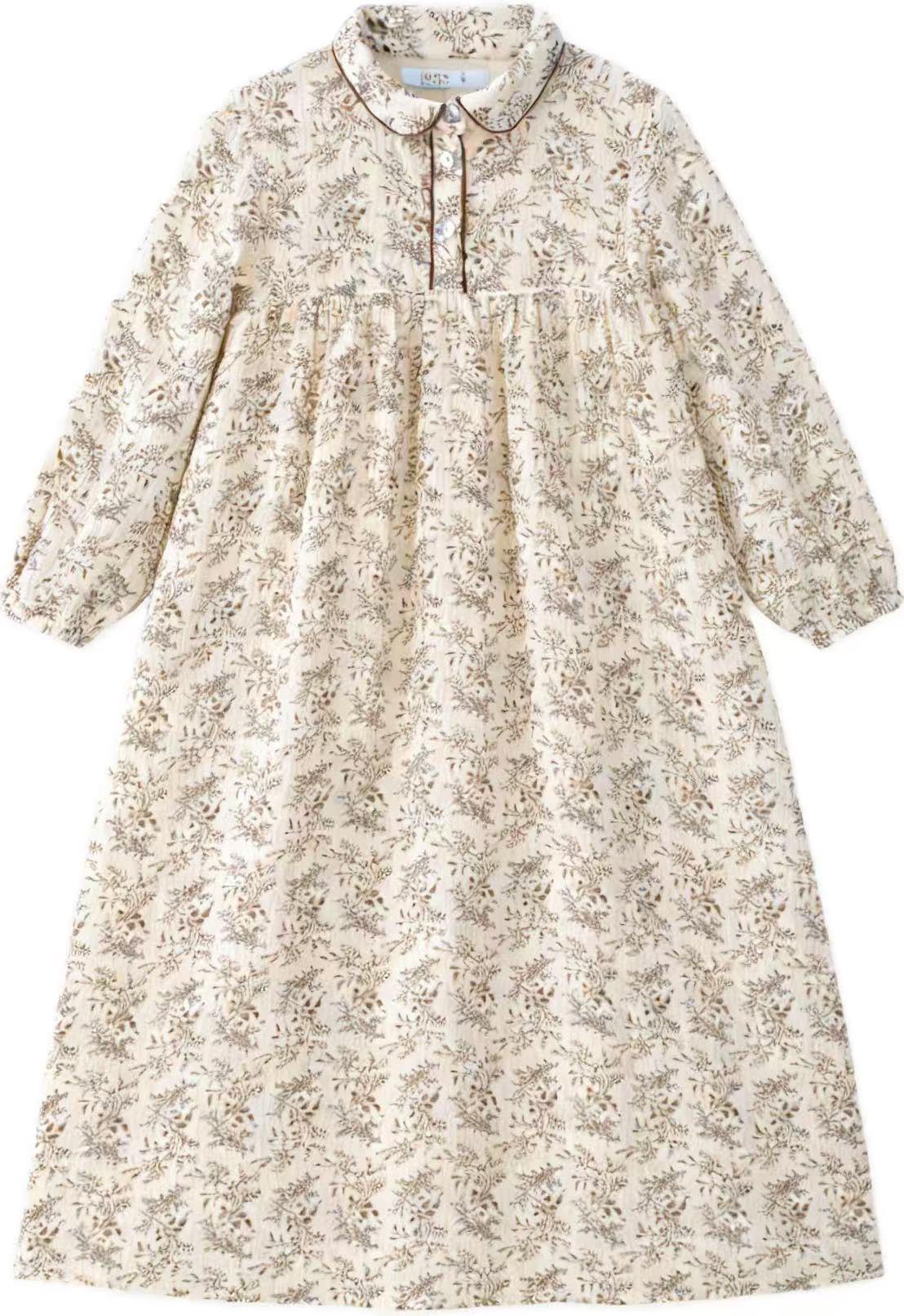 COCO BLANC TAN FLORAL COLLAR DRESS