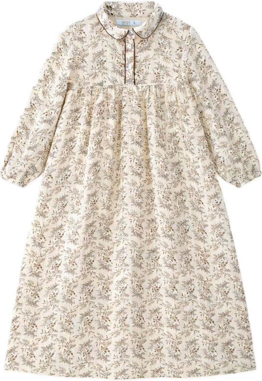 COCO BLANC TAN FLORAL COLLAR DRESS