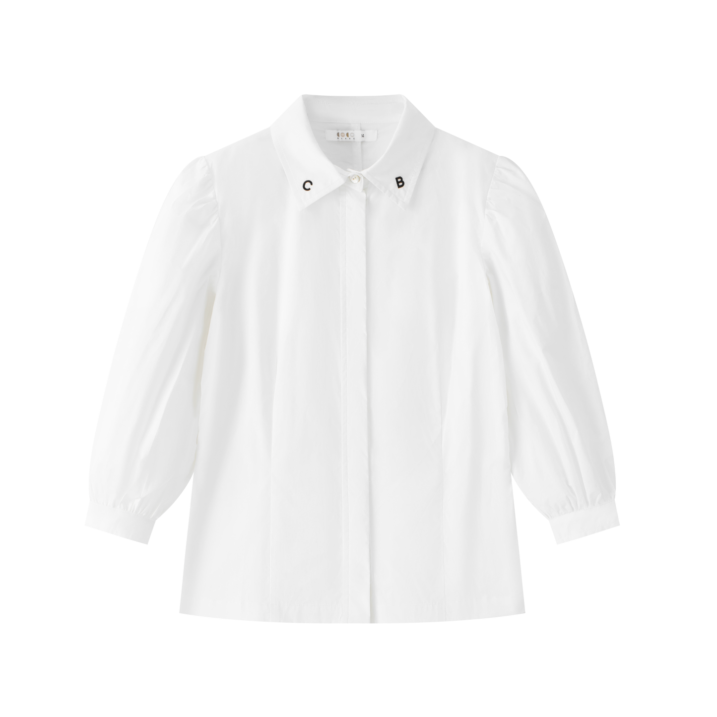 COCO BLANC WHITE EMBROIDERED LOGO COLLAR BLOUSE
