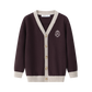 COCO BLANC BURGUNDY CONTRAST TRIM V NECK CARDIGAN