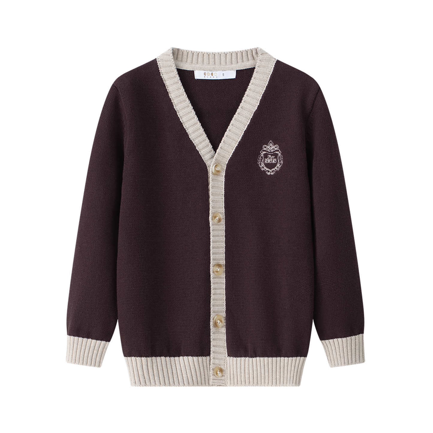 COCO BLANC BURGUNDY CONTRAST TRIM V NECK CARDIGAN