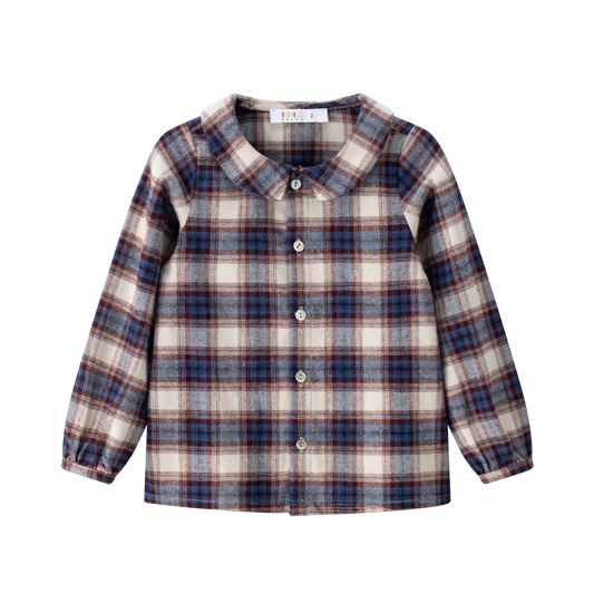 COCO BLANC BURGUNDY/BLUE PLAID COLLAR SHIRT