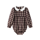 COCO BLANC BURGUNDY GINGHAM PETER PAN COLLAR ROMPER