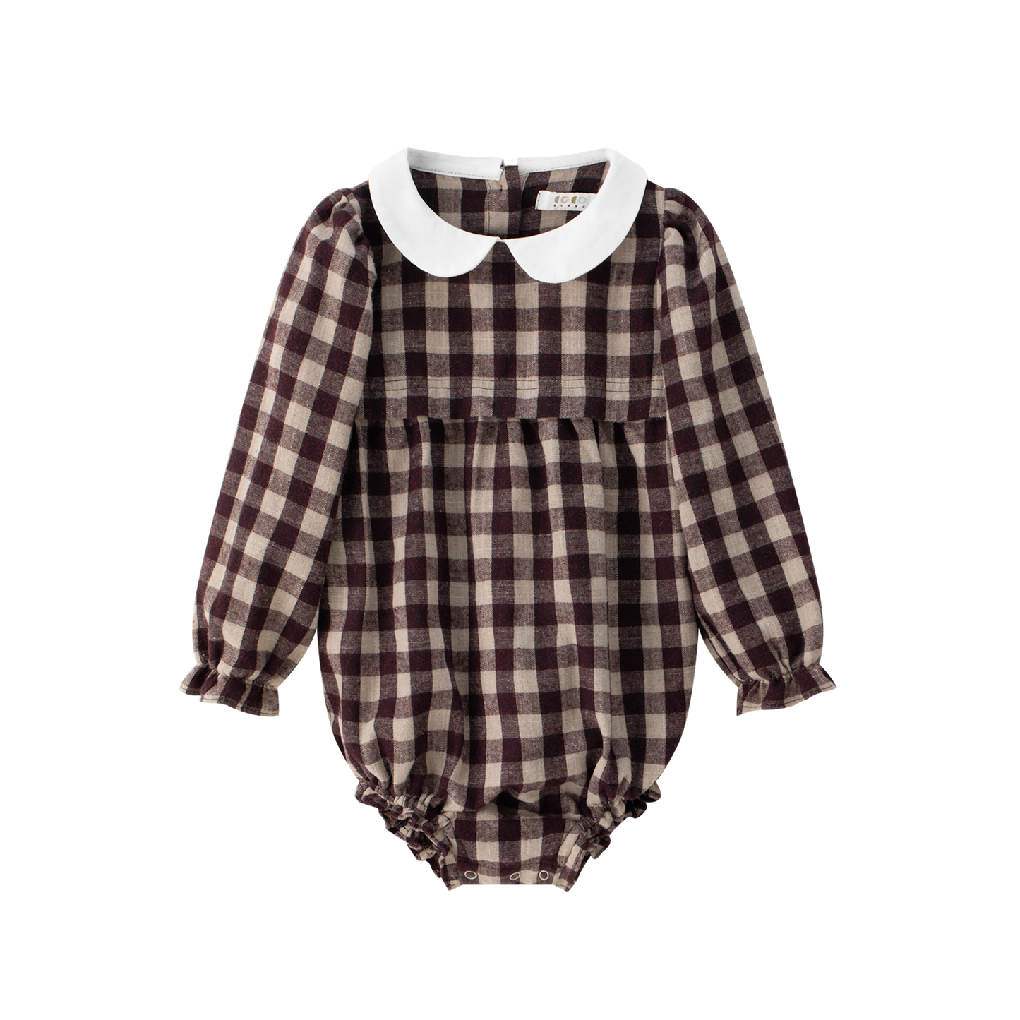 COCO BLANC BURGUNDY GINGHAM PETER PAN COLLAR ROMPER