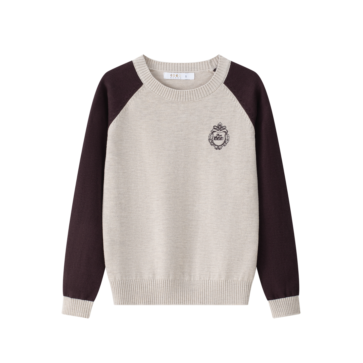COCO BLANC BURGUNDY CONTRAST RAGLAN KNIT SWEATER
