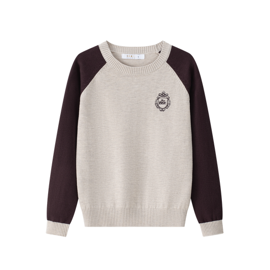 COCO BLANC BURGUNDY CONTRAST RAGLAN KNIT SWEATER