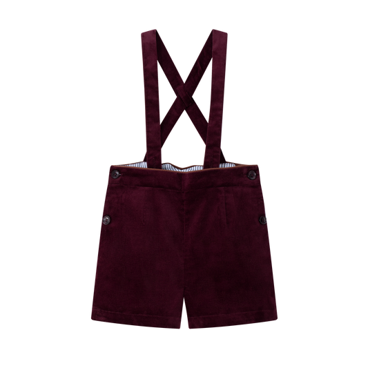 COCO BLANC BURGUNDY SUSPENDER SHORTS