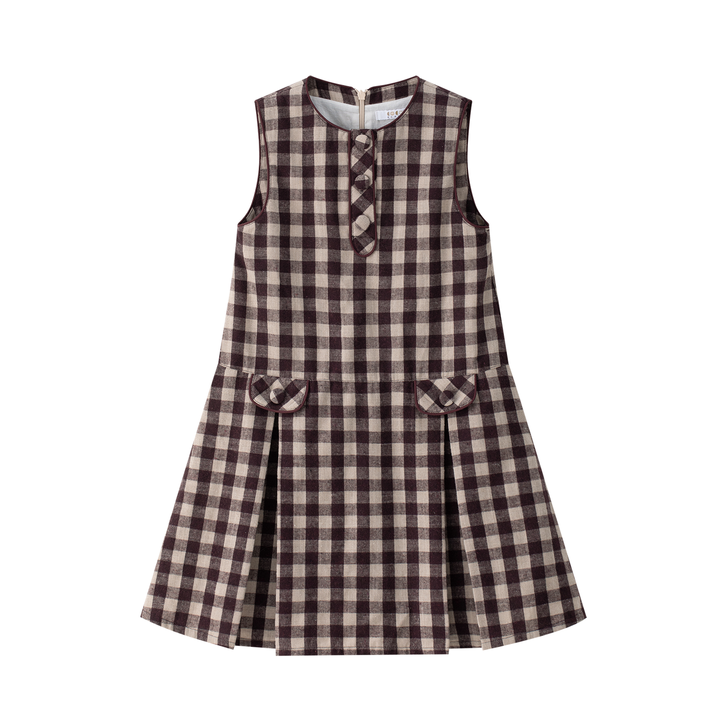 COCO BLANC BURGUNDY GINGHAM BUTTON JUMPER