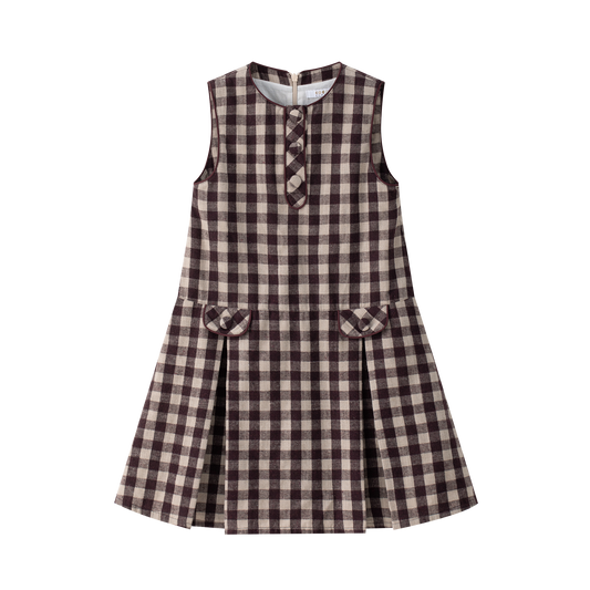 COCO BLANC BURGUNDY GINGHAM BUTTON JUMPER