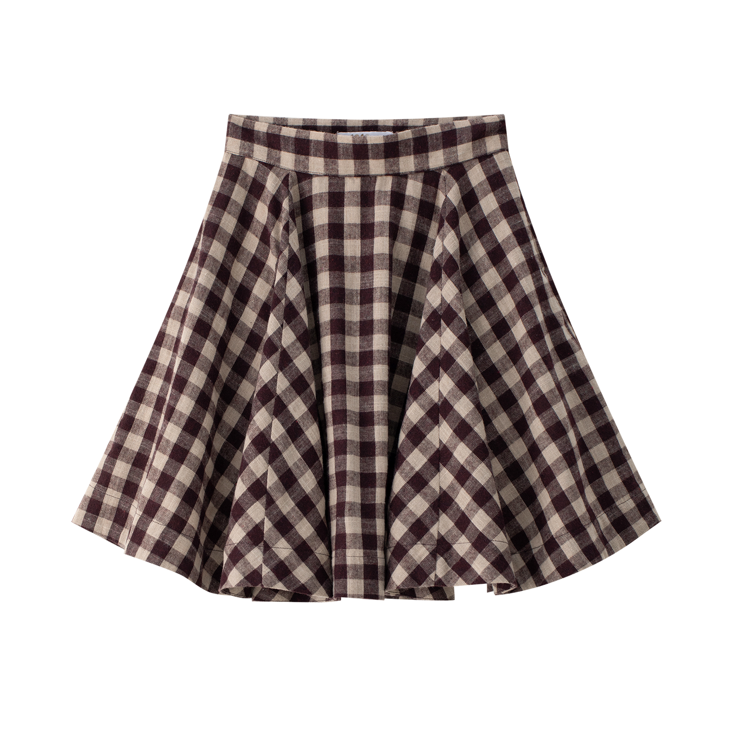 COCO BLANC BURGUNDY GINGHAM CIRCLE SKIRT