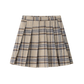 COCO BLANC CAMEL/NAVY PLAID PLEATED SKIRT