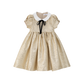 COCO BLANC GOLD JACQUARD PETER PAN COLLAR BOW DRESS