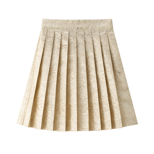 COCO BLANC GOLD JACQUARD PLEATED SKIRT