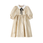 COCO BLANC GOLD JACQUARD PETER PAN COLLAR BOW DRESS