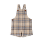 COCO BLANC CAMEL/NAVY PLAID BUTTON OVERALLS