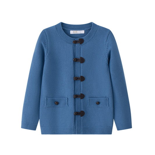 COCO BLANC MUTED BLUE TOGGLE POCKET CARDIGAN