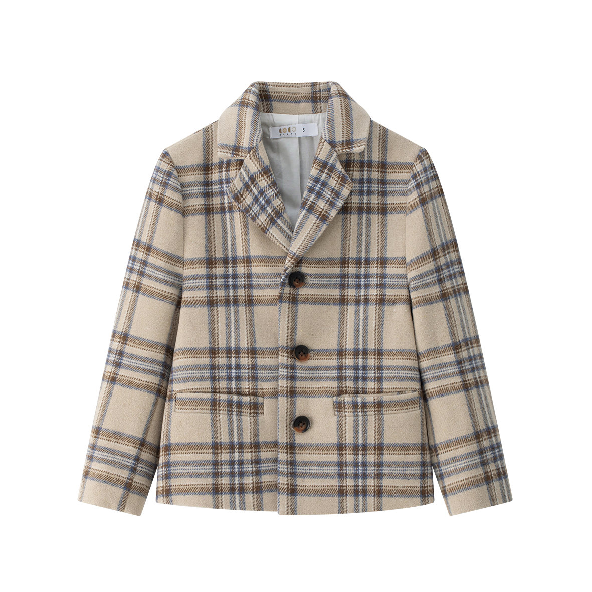 COCO BLANC CAMEL/NAVY PLAID POCKET BLAZER
