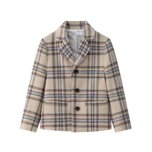 COCO BLANC CAMEL/NAVY PLAID POCKET BLAZER