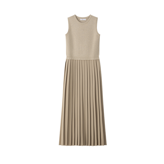 COCO BLANC TAN KNIT PLEATED JUMPER