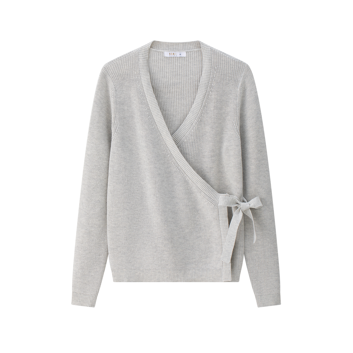 COCO BLANC MARLED GREY WRAP SWEATER