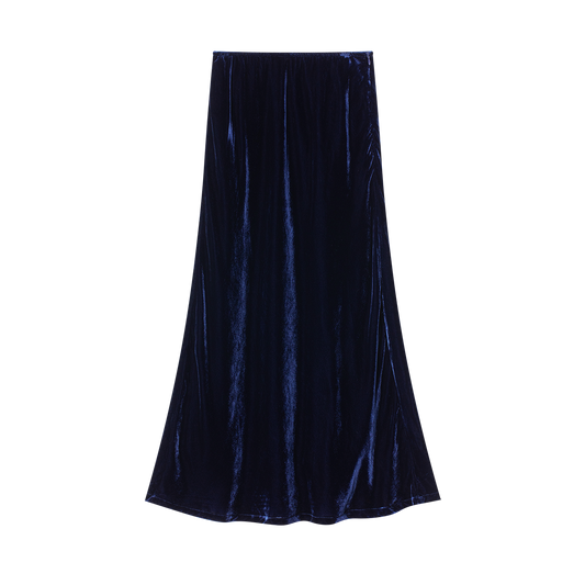 COCO BLANC NAVY VELVET SLIP SKIRT