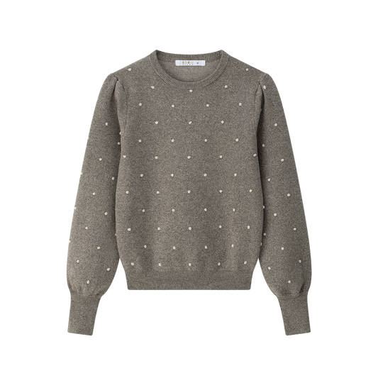 COCO BLANC CREAM DOTTED KNIT SWEATER
