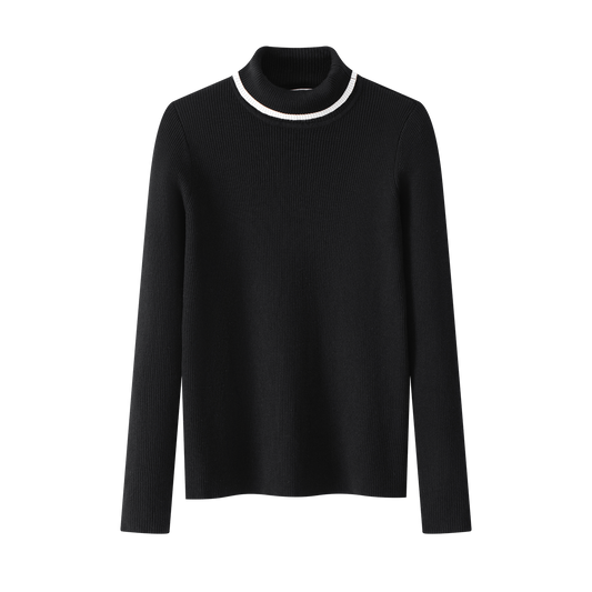 COCO BLANC BLACK RIBBED TURTLENCK