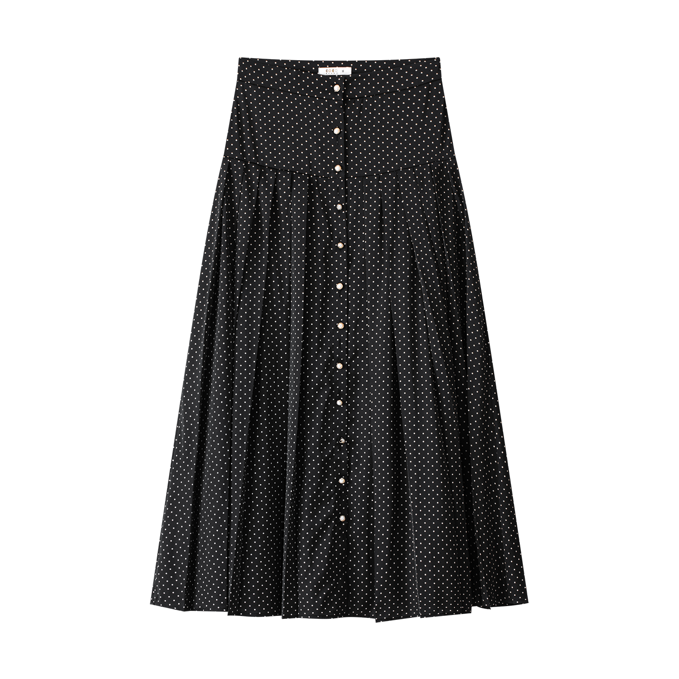 COCO BLANC BLACK POLKA DOT PLEATED MIDI SKIRT