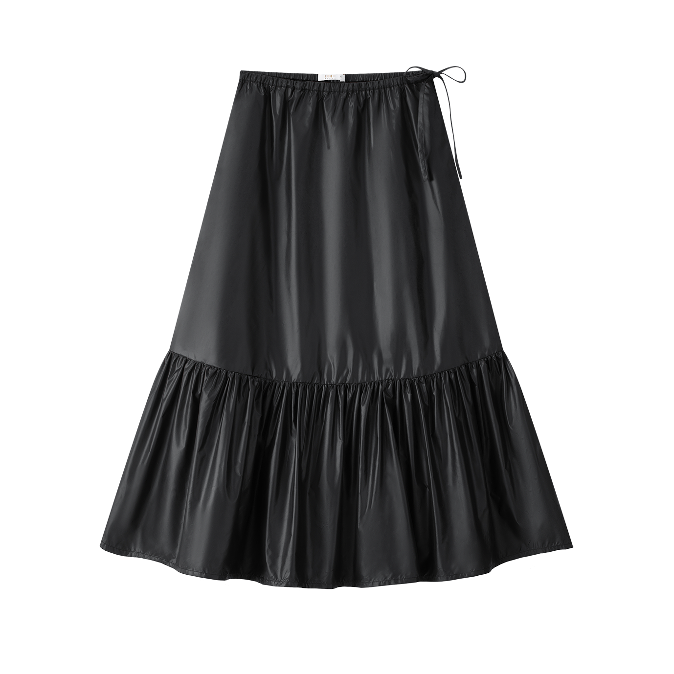 COCO BLANC BLACK TAFFETA BOW MIDI SKIRT