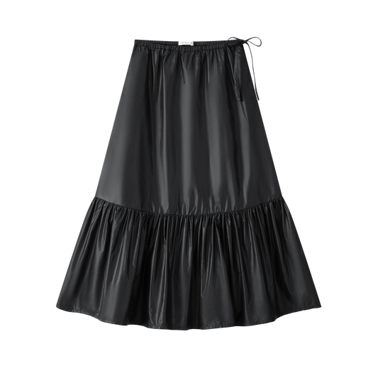 COCO BLANC BLACK TAFFETA BOW MIDI SKIRT