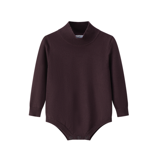 COCO BLANC BURGUNDY KNIT MOCKNECK ONESIE