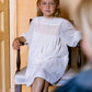 CERA UNA VOLTA CREAM VELVET SHIMMER SMOCK DRESS