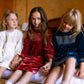 CERA UNA VOLTA CREAM VELVET SHIMMER SMOCK DRESS