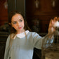 CERA UNA VOLTA DUSTY BLUE PETER PAN COLLAR POINTELLE SWEATER