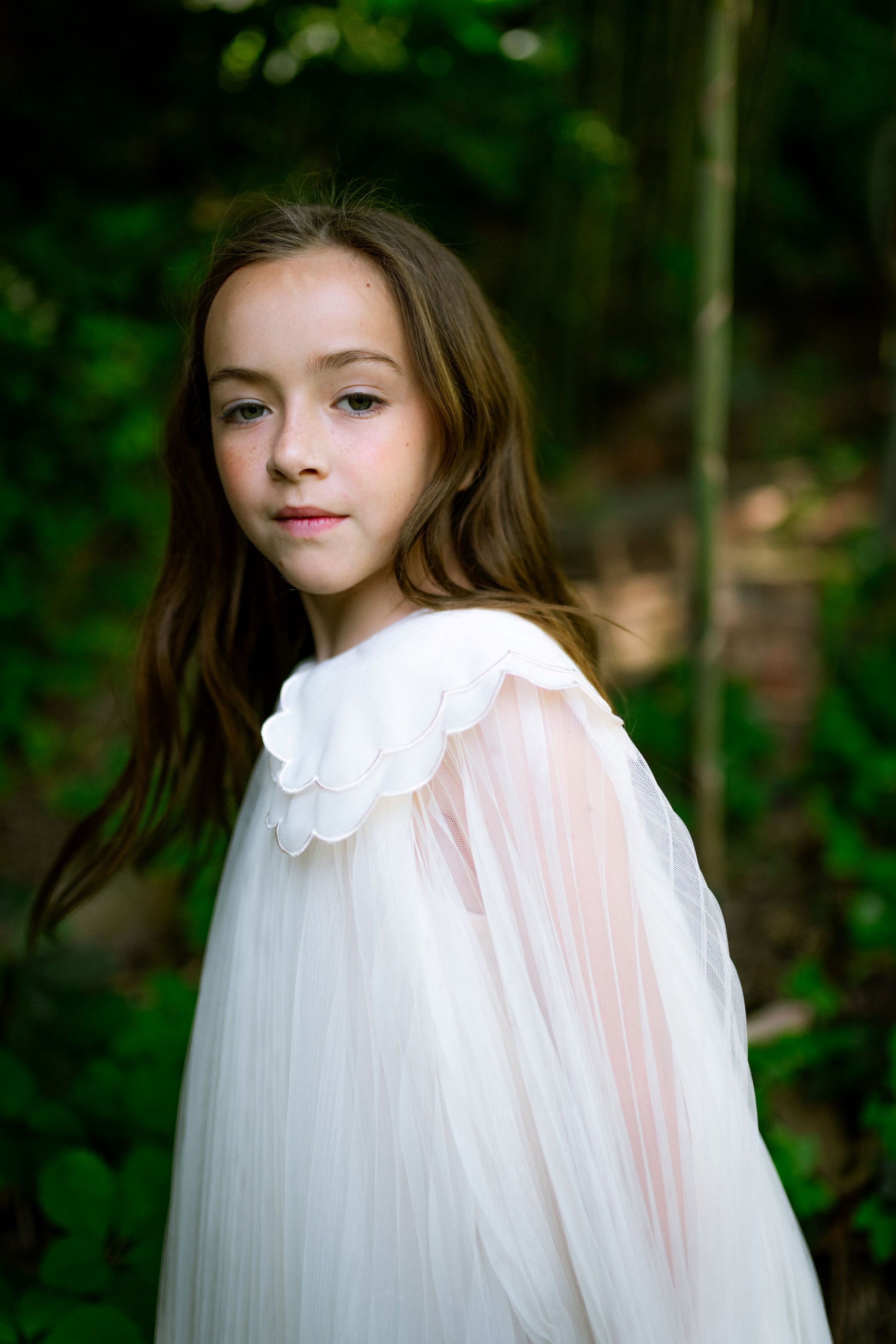 Cream Puritan Collar Tulle Dress