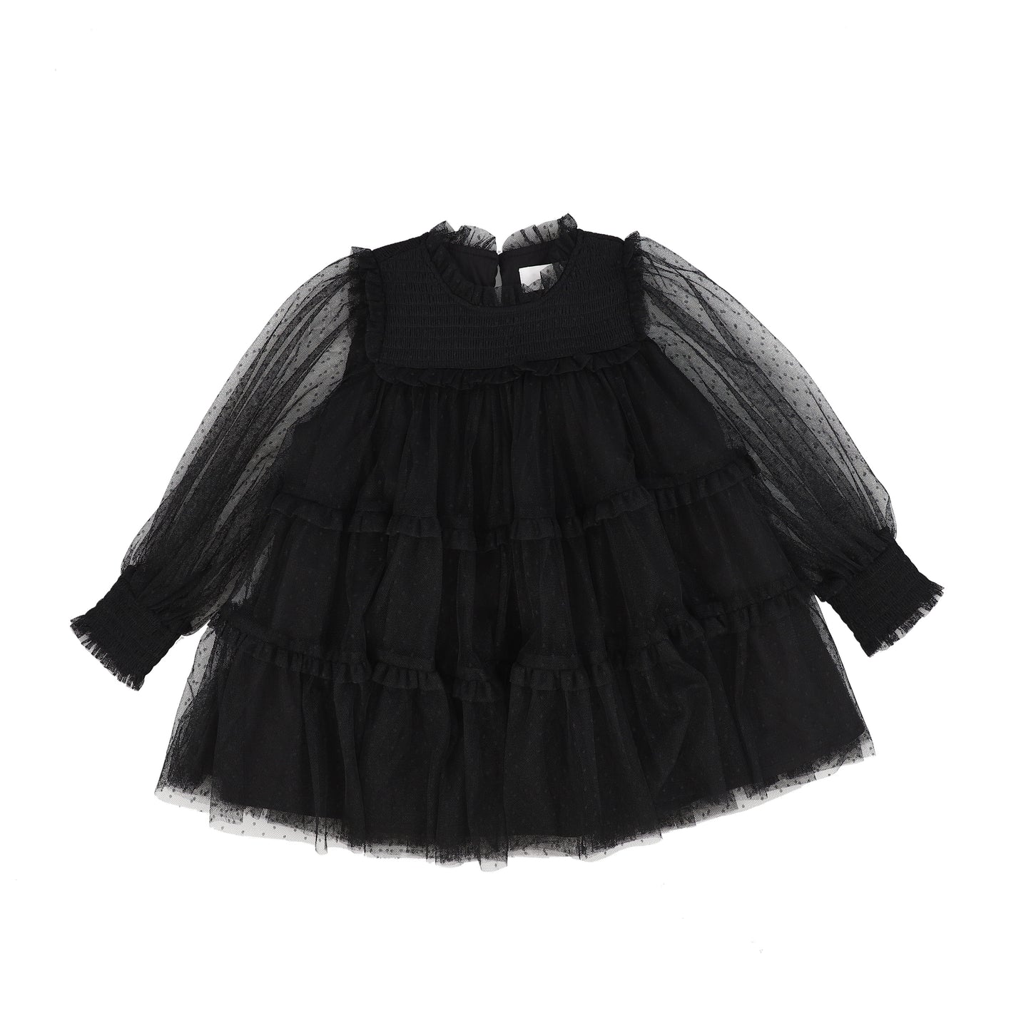 CERA UNA VOLTA BLACK TULLE PUFF SLEEVE DRESS [Final Sale]