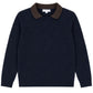 MANN NAVY ARGYLE CABLE KNIT CONTRAST COLLAR SWEATER